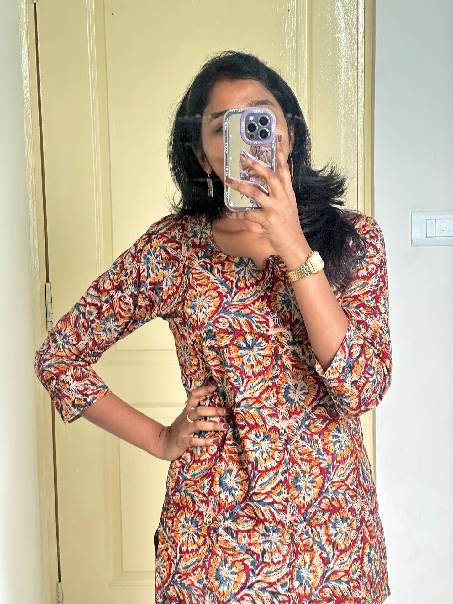Short kurthi kalamkari design