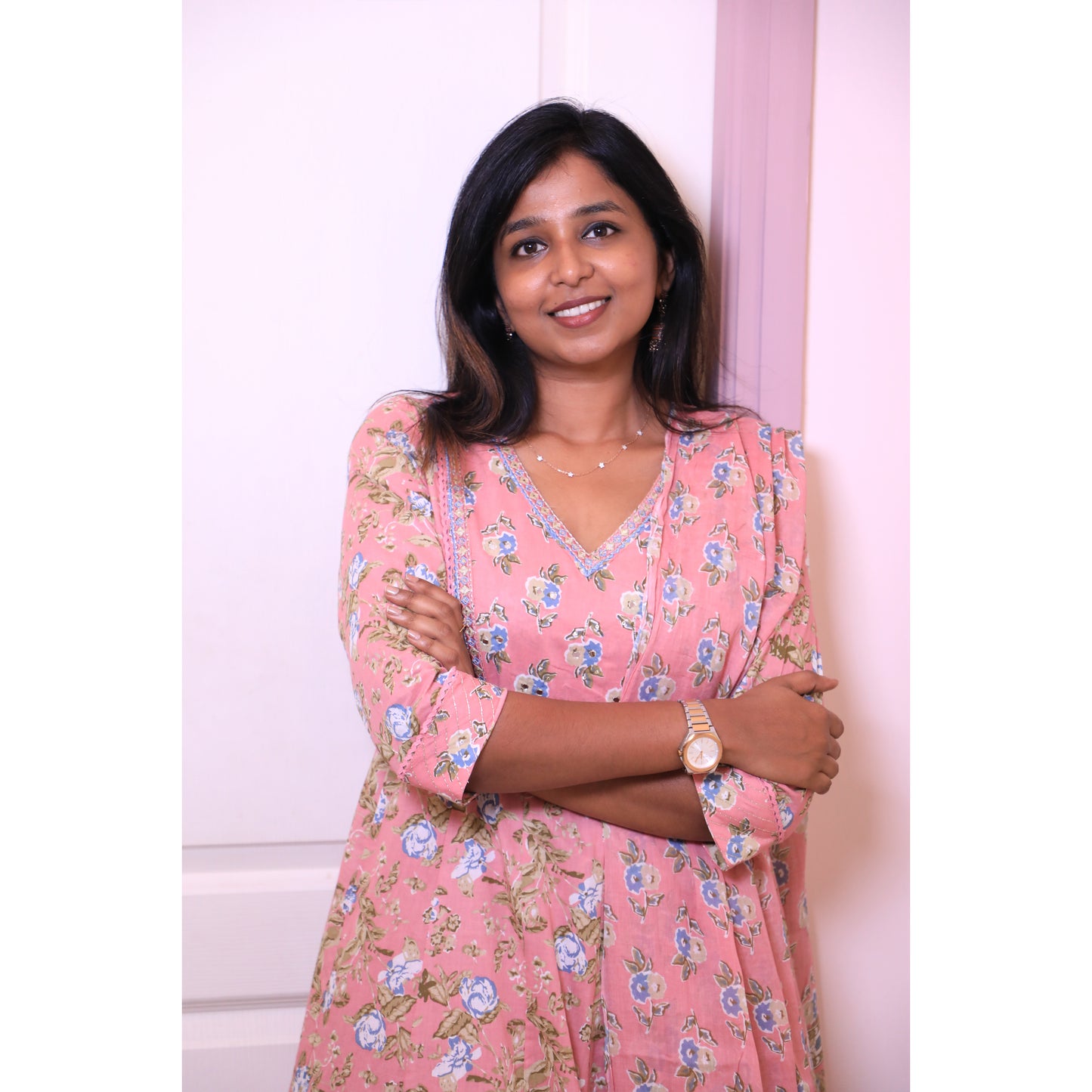 Pink anarkali floral
