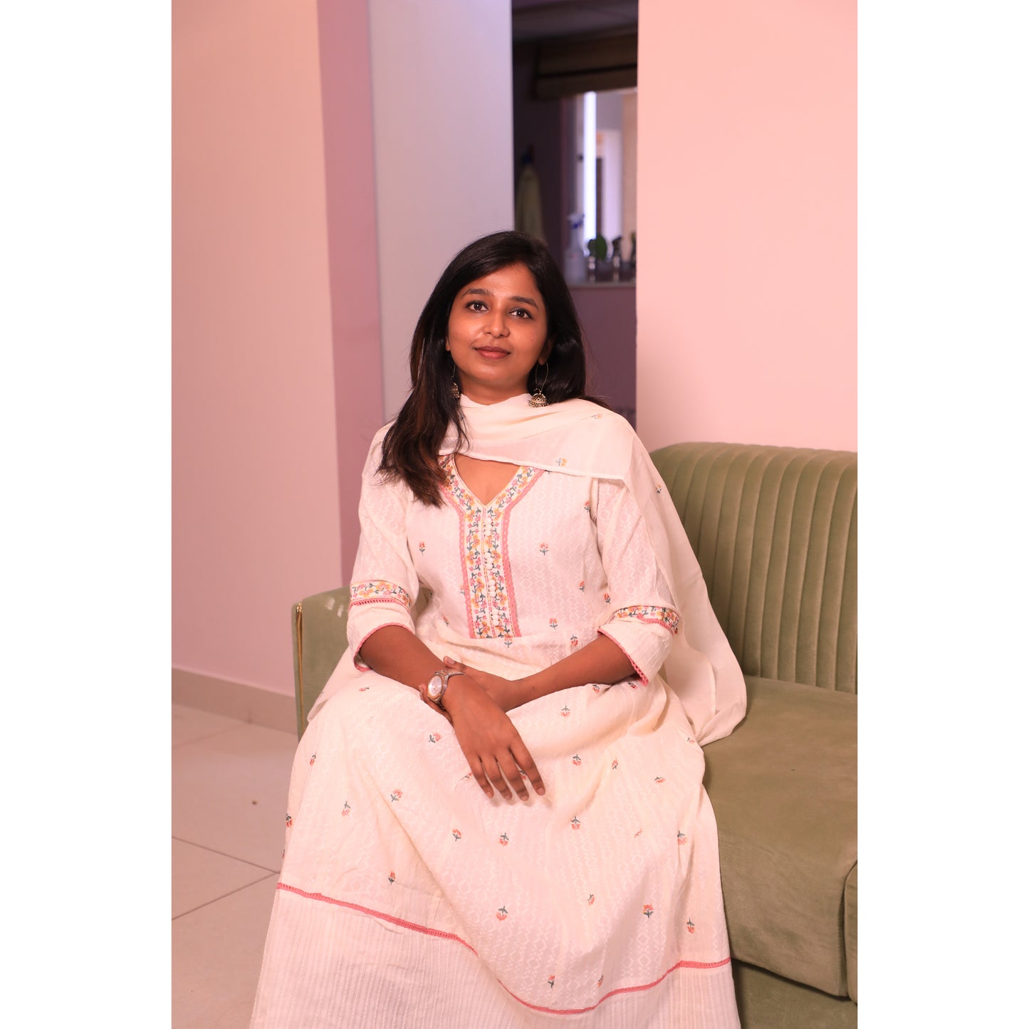 Off White floral anarkali
