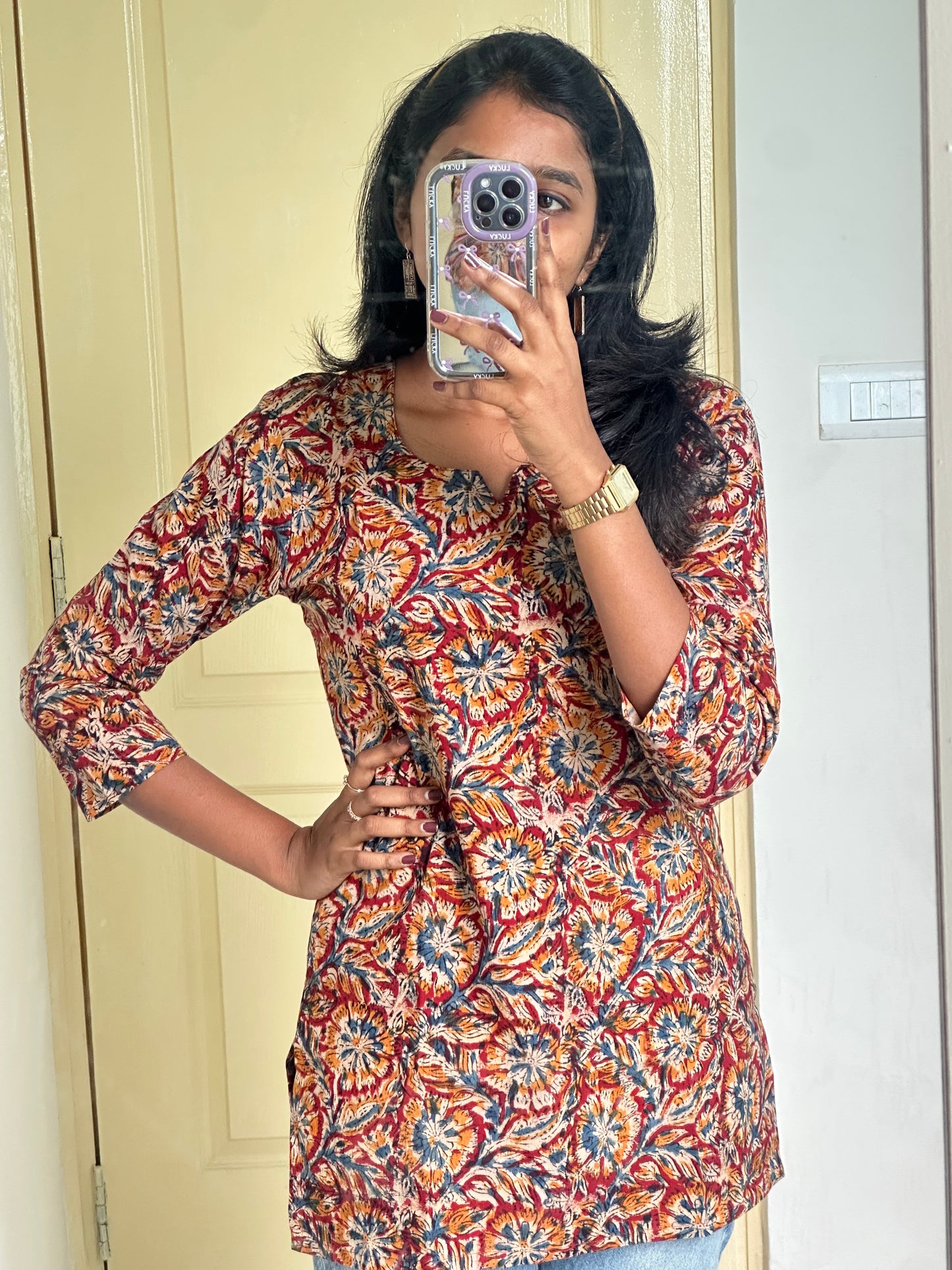 Short kurthi kalamkari design