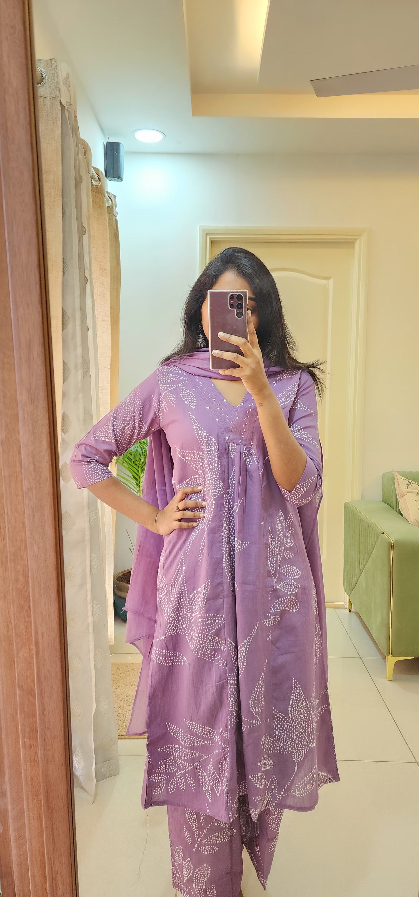 Mild purple Chudi set